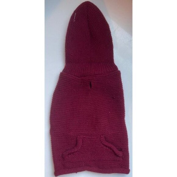 Burgundy Knit Dog Sweater – Cozy Pullover Winter Coat for Small Pets - Picture 2 of 3